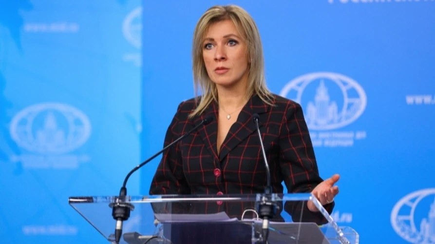 Речниця МЗС Росії Марія Захарова під час брифінгу в Москві